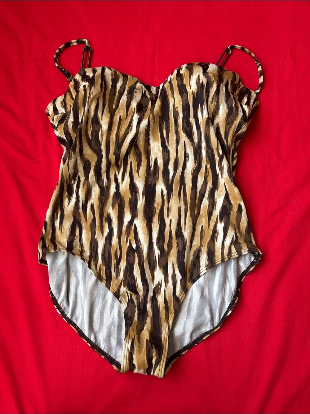 Animal Print One-Piece Swimsuit - Brown